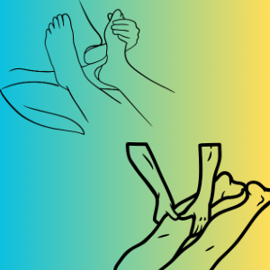 足つぼやふくらはぎをマッサージする人